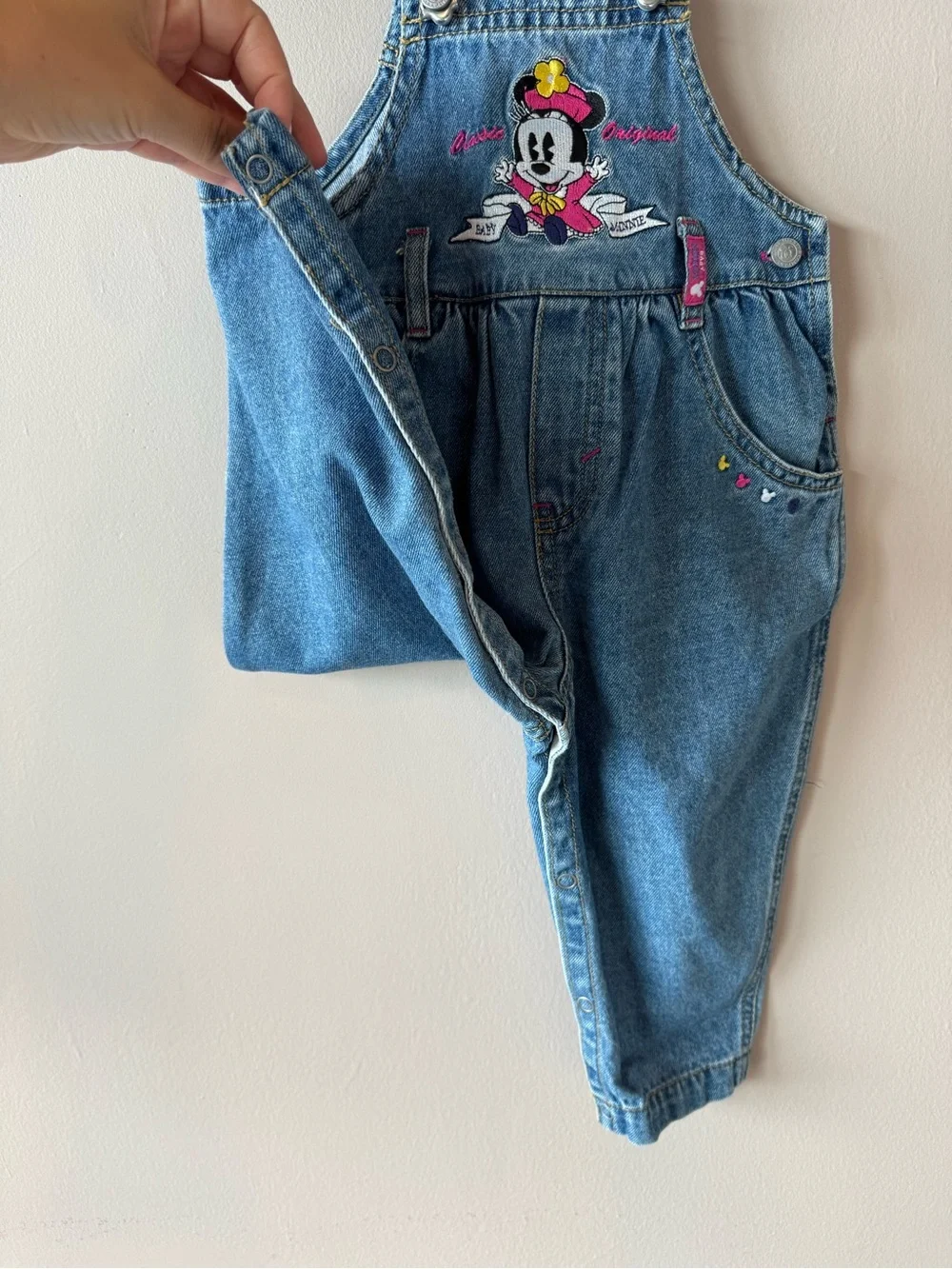 Vintage 90s Baby Mickey & Co. Embroidered Classic Original Minnie Overalls 18M